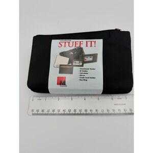 Mundi Stuff It Black Triple Zip Organizer Wallet Checkbook ID Holder Calculator
